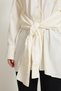 Cream 100% cotton belted detailed long sleeve shirt - 5