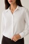 Ecru Long Sleeve Shirt with Collar and Waist Detail and Stone Embellishments - 2
