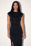 Black Short Sleeve Long Dress - 3