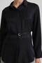 Black Waist Belt Long Sleeve Shirt - 7