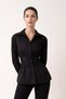 Black Long Sleeve Shirt with Lace Detail at the Waist - 3
