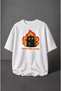 "Everything Is Fine" Ironical Cat Printed Unisex Oversize 24/1 100% Cotton T-Shirt - 4