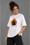 "Everything Is Fine" Ironical Cat Printed Unisex Oversize 24/1 100% Cotton T-Shirt - 3