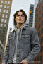 Men's Seasonal Hooded Gray Loose Denim Coat