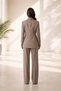Beige Collar Detailed Jacket and Waist Detailed Trousers Set - 4
