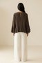 Bitter-Brown Sleeve and Lightweight Ruffle Detail Striped Blouse - 4