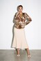 Brown Double-Breasted Collar Blouse with Rose Detail and Pattern - 2