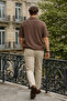 Men's Trend Relax Fit Brown Linen Shirt - 6