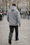 Men's Trend Hooded Pocketed Loose Gray Raincoat - 6
