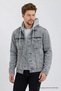Men's Denim Casual Hooded Gray Denim Jacket