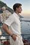 Men's Trend Polo Collar Oversize White Linen Shirt - 2