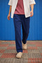 Men's Trend Premium Loose Navy Blue Linen Trousers - 3