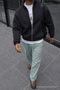 Men's Summer Regular Loose-Legged Dark Green Linen Trousers - 3