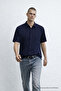 Men's Short Sleeve Striped Navy Blue Summer Shirt - 2