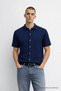 Men's Patterned Stretchy Cotton Pack Navy Blue Loose Fit Shirts
