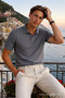 Men's Basic 100% Cotton Smoked Polo Collar T-Shirt - 5