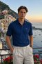 Men's Basic 100% Cotton Blue Polo Neck T-Shirt