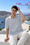 Men's Cotton Pack Short Sleeve Gray Polo Collar T-Shirt - 2