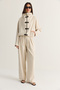 Women's Beige Accessory Detailed Zippered High Collar Lined Jacket Palazzo Trousers Set 2826 60286501 - 4