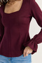 Women's Plum Square Collar Gathered Sleeve Detailed Blouse Modal 588 60286493 - 6