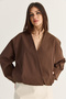 Women's Bitter Coffee Double Breasted Collar Pocket Detailed Lined Elastic Wrap Closure Short Trench Coat 2845 60286507 - 5
