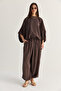 Women's Bitter Brown Bat Sleeve Oversize Blouse Shalwar Trousers Modal Bottom-Top Set 4183 60286473 - 5
