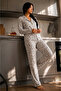 Women's Polka Dot Shirt Collar Gray Pajama Set - 6