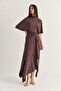 Women's Coffee Degaje Collar Blouse Asymmetrical Layered Skirt Set Dt261024 60286516 - 4
