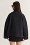 Women's Black Oversize High Collar Zippered Raglan Sleeve A-Line Short Trench Coat 2100 60286511 - 8