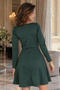 Women's Emerald Buttoned Front Ribbed Flared Dress Arm-21K042015 - 2