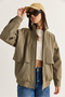 Women's Khaki Oversize Stand Collar Zippered Elastic Waist Lined Short Trench Coat 2820 60286510 - 4