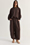 Women's Bitter Brown Bat Sleeve Oversize Blouse Shalwar Trousers Modal Bottom-Top Set 4183 60286473