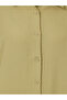 Khaki Solid Puff Sleeves Relaxed Fit Shirt Midi Dress - 4