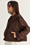 Women's Bitter Coffee Wide Collar Pocket Detailed Lined Buttoned Short Trench Coat 5020 60286504 - 4