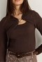 Women's Bitter Brown Double Breasted Collar Low-Cut Detailed Knitted Blouse with Gold Accessories 401-4 60286496 - 5