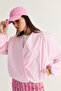 Women's Pink Double Breasted Collar Pocket Detailed Lined Elastic Wrap Closure Short Trench Coat 2845 60286507 - 5