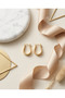 Gold Color Wide Band Oval Huggie Hoop Earrings - 4