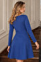 Women's Saks Buttoned Front Ribbed Flared Dress Arm-21K042015 - 2