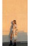 Women's Midi Trench Coat Classic Collar Belted Elastic Sleeves Seasonal Trench Coat - 7