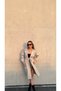 Women's Midi Trench Coat Classic Collar Belted Elastic Sleeves Seasonal Trench Coat