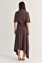 Women's Coffee Degaje Collar Blouse Asymmetrical Layered Skirt Set Dt261024 60286516 - 8