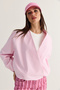 Women's Pink Double Breasted Collar Pocket Detailed Lined Elastic Wrap Closure Short Trench Coat 2845 60286507 - 6