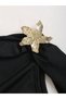 Black One-Shoulder Maxi A-Line Dress With Star Embellishment - 3