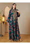 Green Embroidered Notch Neck Maxi Jalabiya Dress - 4