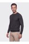 Anthracite Crew Neck Micro Patterned Men's Knitwear Sweater - 2