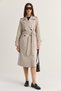 Women's Beige Epaulette Detailed Double Breasted Collar Belted Lined Long Trench Coat 1630 60286508 - 6