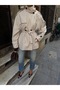 Half-Cape Buttoned Belted Trench Coat