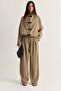 Women's Mink Accessory Detailed Zippered High Collar Lined Jacket Palazzo Trousers Set 2826 60286501