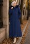 Full Length Nova Quilted Coat Navy Blue Hm2957 - 4