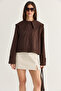 Women's Bitter Coffee Wide Collar Pocket Detailed Lined Buttoned Short Trench Coat 5020 60286504 - 2
